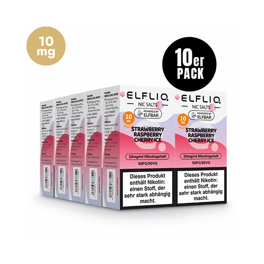 ELFLIQ - 10x Strawberry Raspberry Cherry Ice | Liquid | Spar Bundle