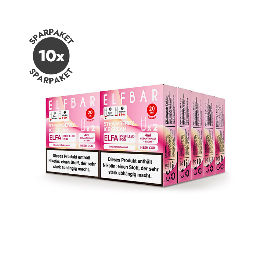 10x Strawberry Ice Cream - ELFA Prefilled Pods