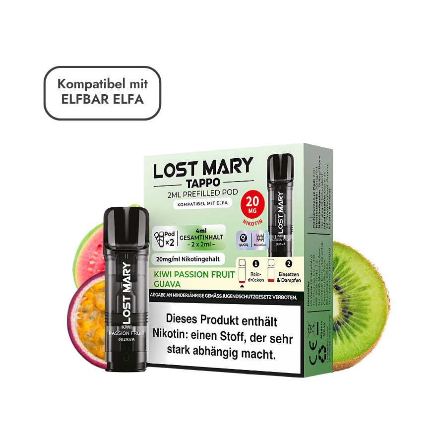 Lost Mary Tappo | ELFA Pods - Kiwi Passion Fruit Guava (2 Stück)